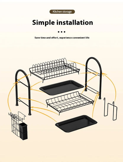 Multifunctional Kitchen Storage Rack Multi-Layer Bowl Chopsticks Drain Rack Plate Drying Bowl Rack Chopsticks Tube Boxed