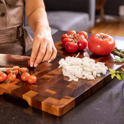 Custom Kitchen Wood Chopping Block Set-Acacia End Grain for Meat and Vegetables Butcher's Cutting Board for Kitchen Use