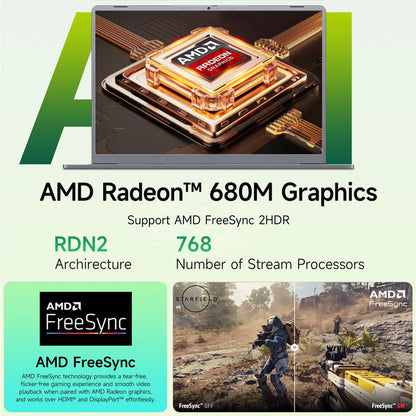 Laptop amd R7-6800H Computer 15.9 Inch 2.5K HD 32GB DDR5 512GB 1TB SSD Ordinateur Portable Gaming Laptop