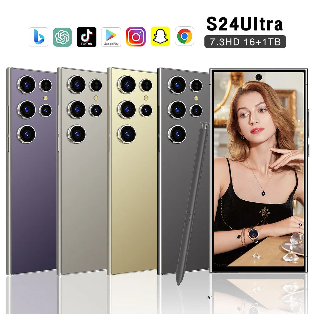 Highly Recommend 16+1TB Galax S24 Ultra Smart Phone 7.3inch Telephone Unlock S-Pen 4G WIFI Android S23 S24 Mobile Phones