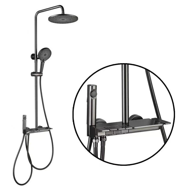 High Quality Full Brass Piano Key Shower Shower Set Bathroom With Airbrush Bathtub Shower Faucet
