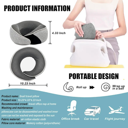 Travel Neck Pillow Memory Foam Neck Support, Patented Design for Airplanes Camping and Travel Washable Neck Support Pillow