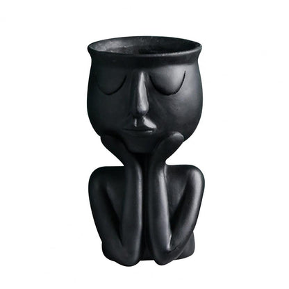 Human Think Face Ceramic Plants Flower Pot Vase Planter Tabletop Home Crafts Display Window Model Room Soft Decoration