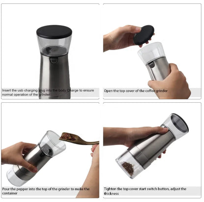 Manufactures Top Seller Products USB Electric Spice Rechargeable Salt and Pepper Electric Grinder with Glass Bottle