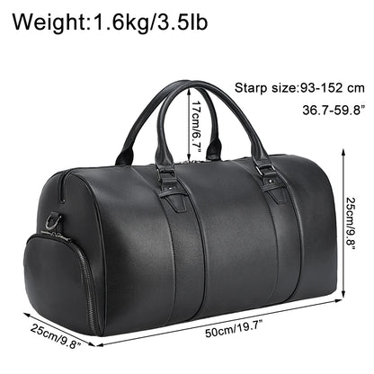 Japanese Style Black Mens Overnight Soft Leather Business Duffel Weekender Bag Genuine Leather Travel Bags