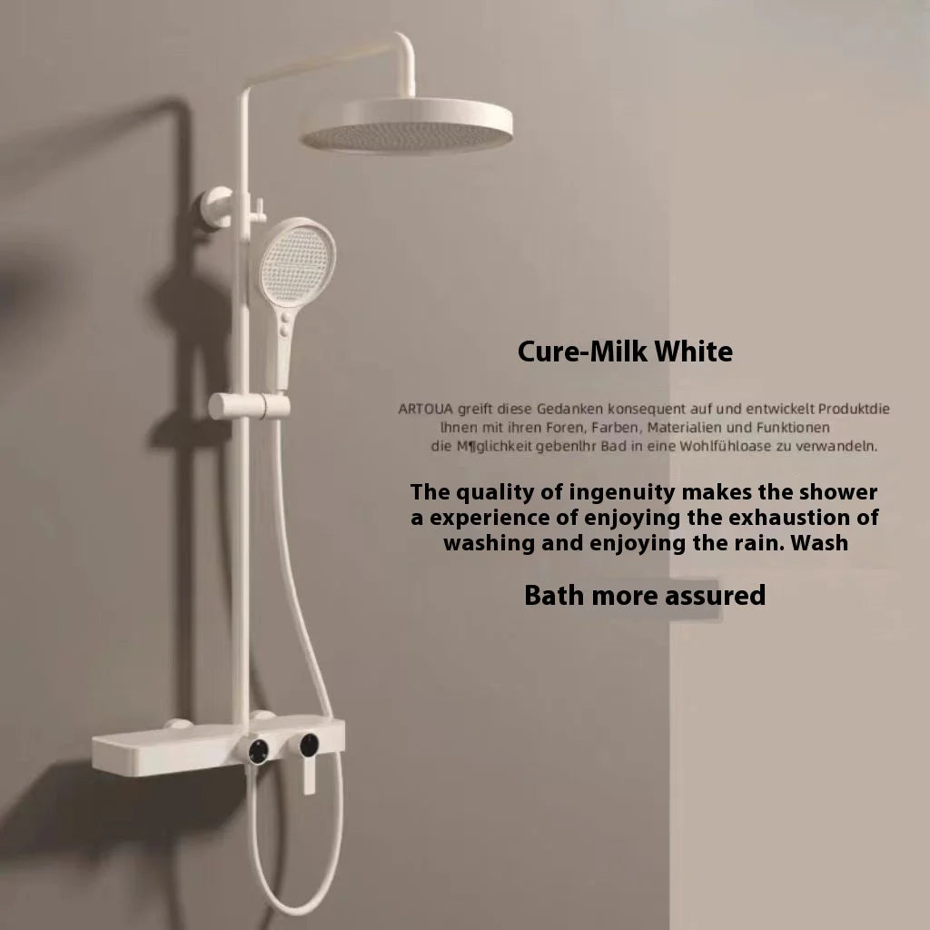 Cross-Border Household Toilet Large Waterfall Water Outlet ABS Chrome Soft Hot Cold Copper Brushed Gold Shower Suit Storage