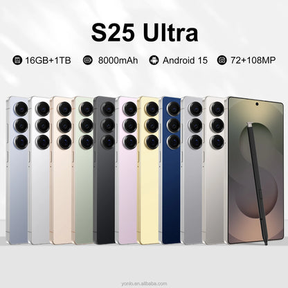 Original S25 Ultra Smartphones 16GB+1TB 5G Dual SIM Mobile Phone HD Screen Resolution English Operating Cellphone Features