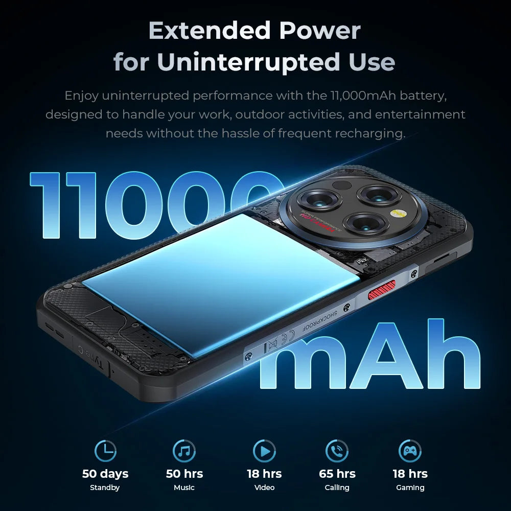 Hot Sale Oukitel Wp35S 4g Smartphone 11000mah 6.56 Inch Ips Display Helio G85 6gb+ 256gb Support Nfc 60Hz Octa Core Rugged Phone