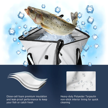Buffalo Gear Insulated Fish Cooler Bag 40*18in Waterproof Zip Fishing Kill Keep Ice Cold Fresh Portable Custom Fish Cooler Bag