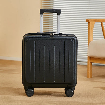 New Designer 18-inch Front Opening Boarding Case Black Aluminum Rod Carry-on Luggage Mini Clearance Price
