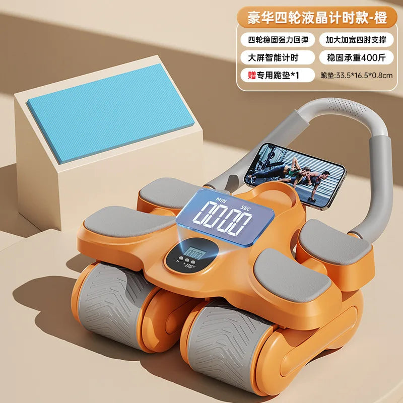 Automatic Rebound Abdominal Muscle Training Equipment Four-Wheel for Ab Roller Wheels for Home Gym Use for Men Women Thin Belly
