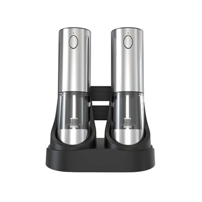 New Arrival Rechargeable Electric 95ML Stainless Steel Salt Pepper Spice Grinder Mills Set Home Kitchen Use Storage Base Metal