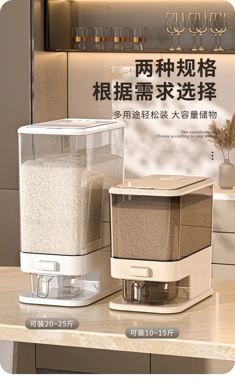 Large Capacity Press-Type Storage Box for Rice Flour Cereals Household Insect-Proof Moisture-Proof Food Grade Sealed Tank