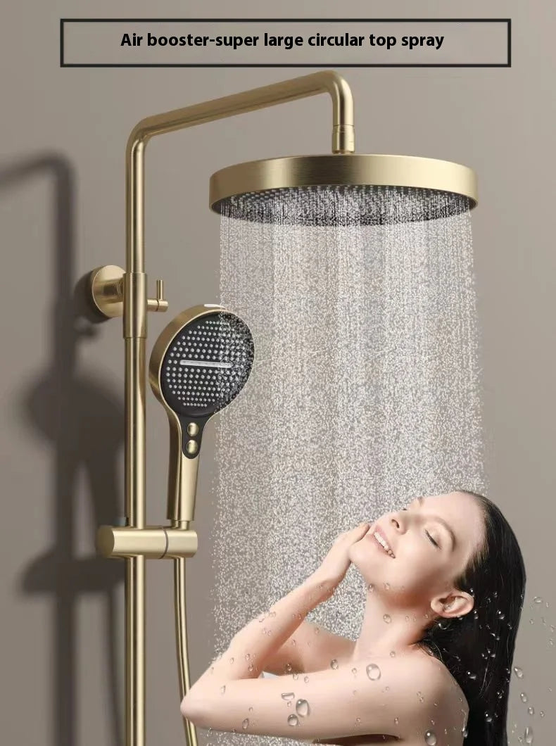 Cross-Border Household Toilet Large Waterfall Water Outlet ABS Chrome Soft Hot Cold Copper Brushed Gold Shower Suit Storage