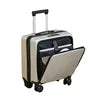 New Designer 18-inch Front Opening Boarding Case Black Aluminum Rod Carry-on Luggage Mini Clearance Price