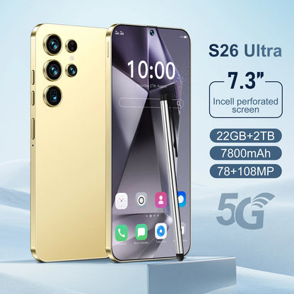 Original S26 Ultra 5G Smartphone 22GB+2TB 7.3 Inch HD Screen Android 14 Dual Card Unlocked High Quality Mobile Phone
