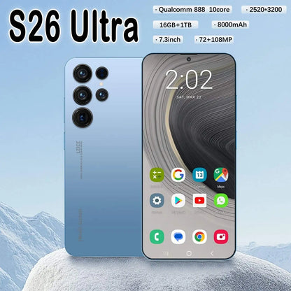 Original Unlocked S26 Ultra Smartphone 7.3 Inch Full HD Screen 16GB+1TB Memory Android 15 108MP Rear Camera Face ID LTE CDMA