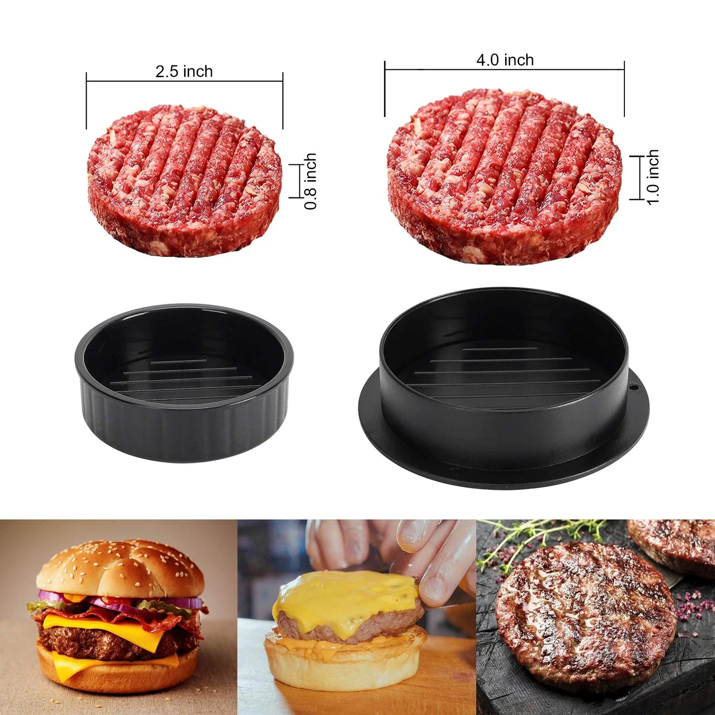 BBQ Grilling Tool 3-in-1 Non-Stick PP Beef Meat Veggie Mold Stuffed Slider Burger Press Hamburger Patty Maker