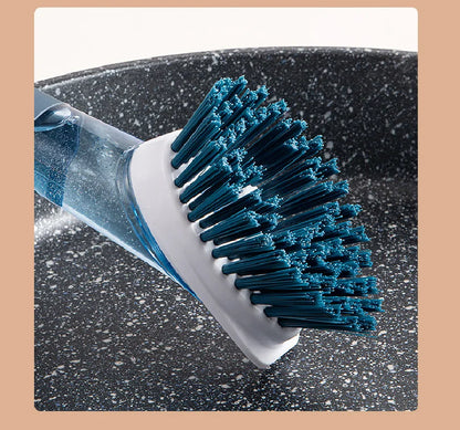 Multifunctional Kitchen Sponge Brush Add Liquid Pan Brush Kitchen 3 in 1 Cleaning Dish Washing Brush With Handle
