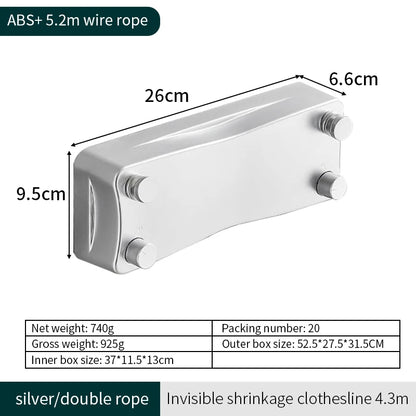 Laundry Clothesline Retractable Hotel Balcony Durable Clothesline Drying Rack Retractable Clothesline