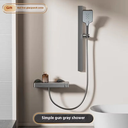 Contemporary Minimalist Handheld Showerheads Thermostatic Faucets Polished Brass No Top Spray Rain Pattern for Household