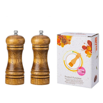 Wooden Grinder Freshly Ground Black Pepper Grains Grinding Bottle Sea Salt Pepper Peppercorns Pepper Household Seasoning Bottle