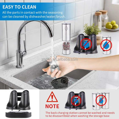 Electric Salt and Pepper Grinder Set, Rechargeable Automatic Salt and Pepper Mill  with 6 Adjustable Coarseness