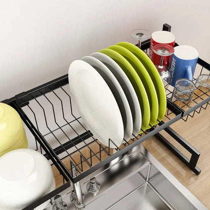 Dish Drainer Kitchen Organizer Expandable Drying Rack Over Sink Multi Functional Kitchen Shelf Space Saving Home Organizer