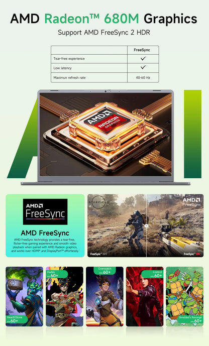 Laptop amd R7-6800H Computer 15.9 Inch 2.5K HD 32GB DDR5 512GB 1TB SSD Ordinateur Portable Gaming Laptop