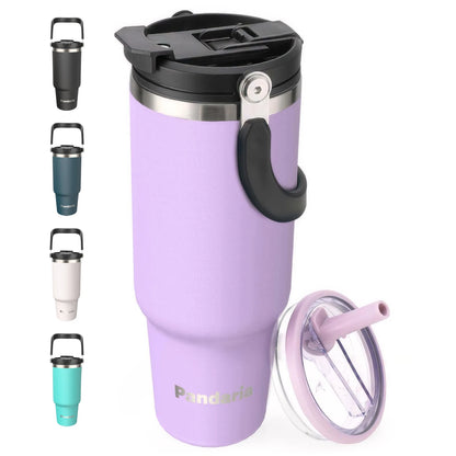 FBA Warehouse Ready Stock 40oz Powder Solid Color Coated Vacuum Insulated Tumbler With Handle and Lid
