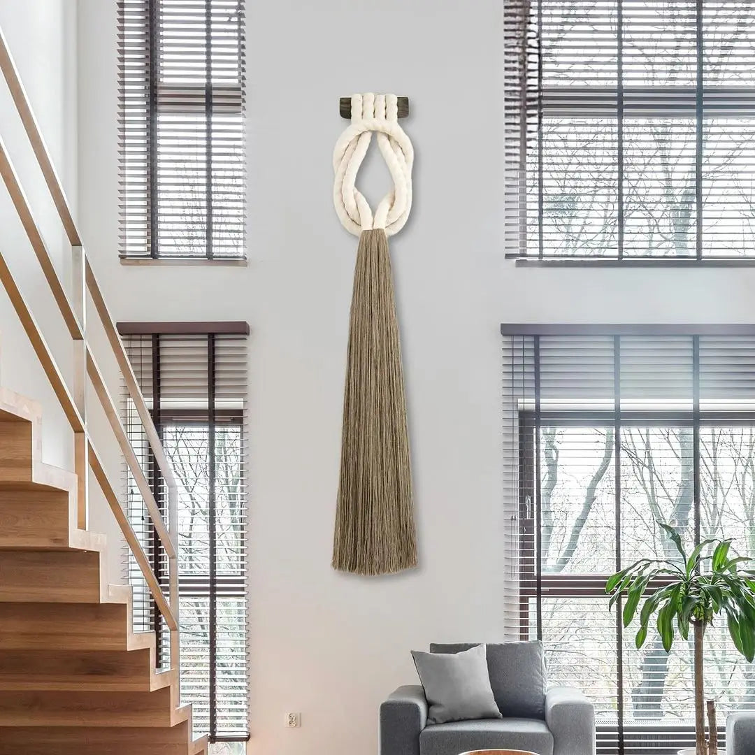 Handmade Black Knotted Design with Long Tassels Minimalist Macrame Wall Hangings Set for Kids' Room