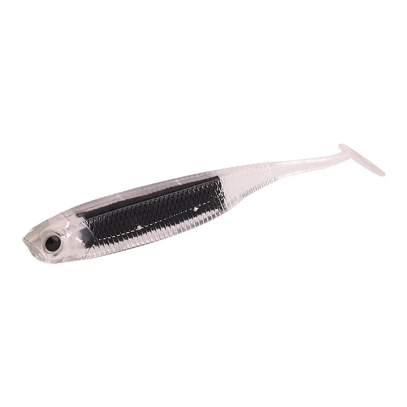 New 7.5cm/2.5g Rainbow Fish T-Tail Lure Simulation Hollow Belly Reflective Soft Bait Made of Silicone for Carp Fishing