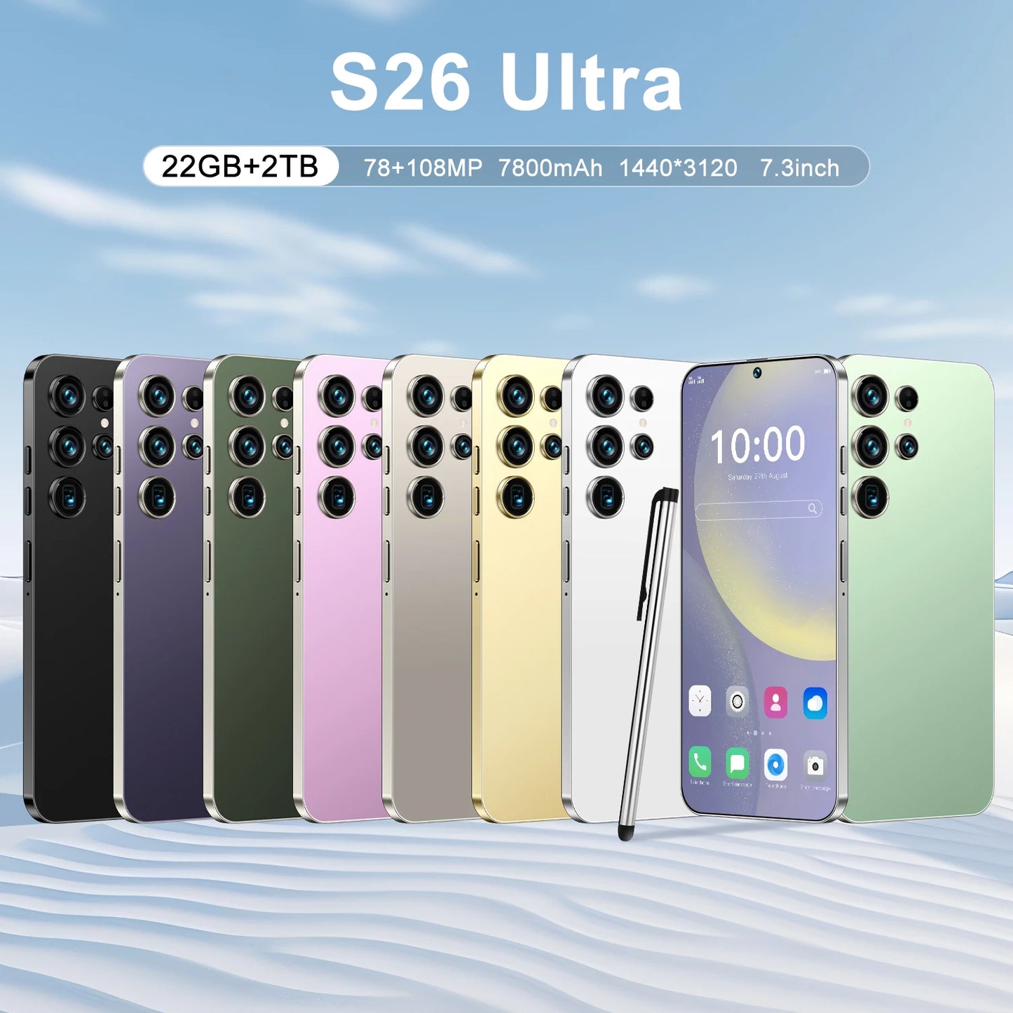 Smartphones Android S26 Ultra 5G originais de alta qualidade, com 22 GB de RAM e 2 TB de armazenamento, ecrã HD de 7,3 polegadas. Modelo S25 Ultra.