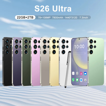 Smartphones Android S26 Ultra 5G originais de alta qualidade, com 22 GB de RAM e 2 TB de armazenamento, ecrã HD de 7,3 polegadas. Modelo S25 Ultra.