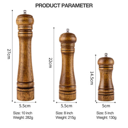 Wooden Grinder Freshly Ground Black Pepper Grains Grinding Bottle Sea Salt Pepper Peppercorns Pepper Household Seasoning Bottle