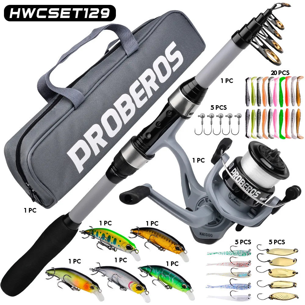 New 1.8m Glass Fiber Telescopic Pole Fishing Rod Reel Combo Kit Bass Fishing Tackle Set for Carp Bottom Fishing