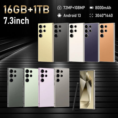 Smartphone Galaxy S25 Super 7.3 HD 5g Celulares 16gb + 1TB Dual SIM 8000mAh 72MP + 108MP Mobile Original Android Phone