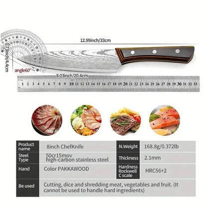 8 Inch Custom Kitchen Knife Chef Nakiri Carving Filleting Slicer SS3CR13 Metal Vegetable Slicing Cleaver