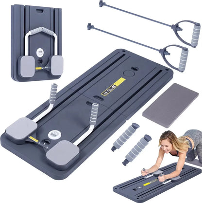 Multifunctional Commercial Home Portable Ab Set Fitness Roller Wheels Foldable Abdominal Core Trainer Reformer Pilates Board