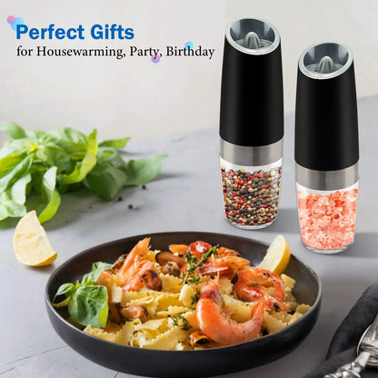 Electric Portable Gravity Salt and Pepper Grinder Set Mill with LED Light Automatic Pepper Grinder