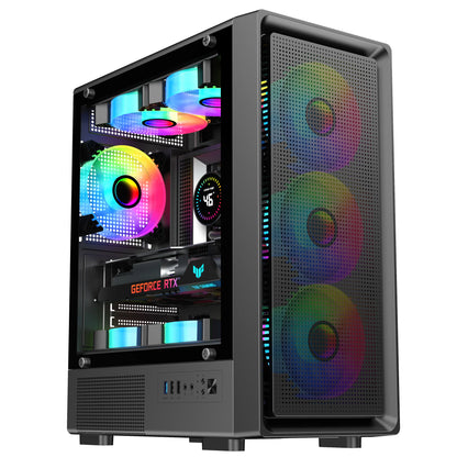 T10 Nine-Tailed Fox 240mm Water-Cooled Glass Side ATX/DIY Shell Matx Desktop Computer Case for Gaming Transparent Side for
