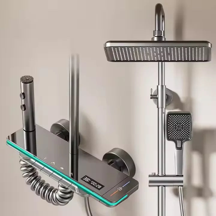 High Quality Smart Showers Bathroom Set Piano Key Digital Display 4 Functions Bath Shower Faucets Brass Ceramic Valve Hotels