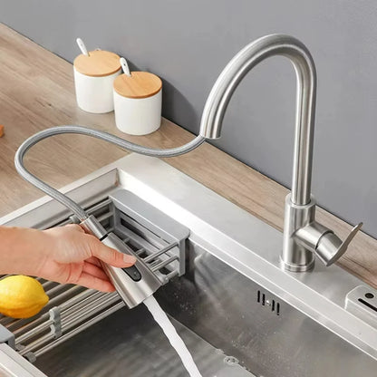 Non-Metallic Pull Down Single Lever Kitchen Mixer Kitchen Sink Faucet Water Filters With 2 Handles, Chrome
