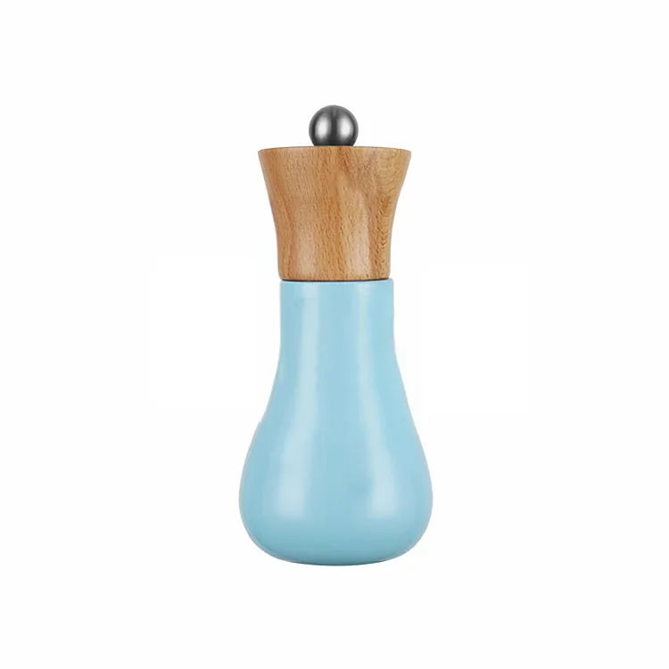 New Product Wood Salt and Pepper Grinders Set Blue Kitchen Spice Mill with Adjustable Coarseness Ceramic Core