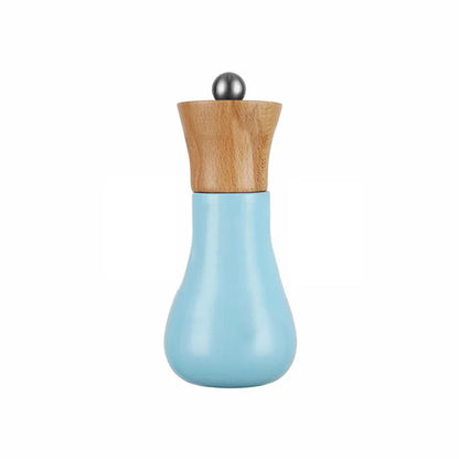 New Product Wood Salt and Pepper Grinders Set Blue Kitchen Spice Mill with Adjustable Coarseness Ceramic Core