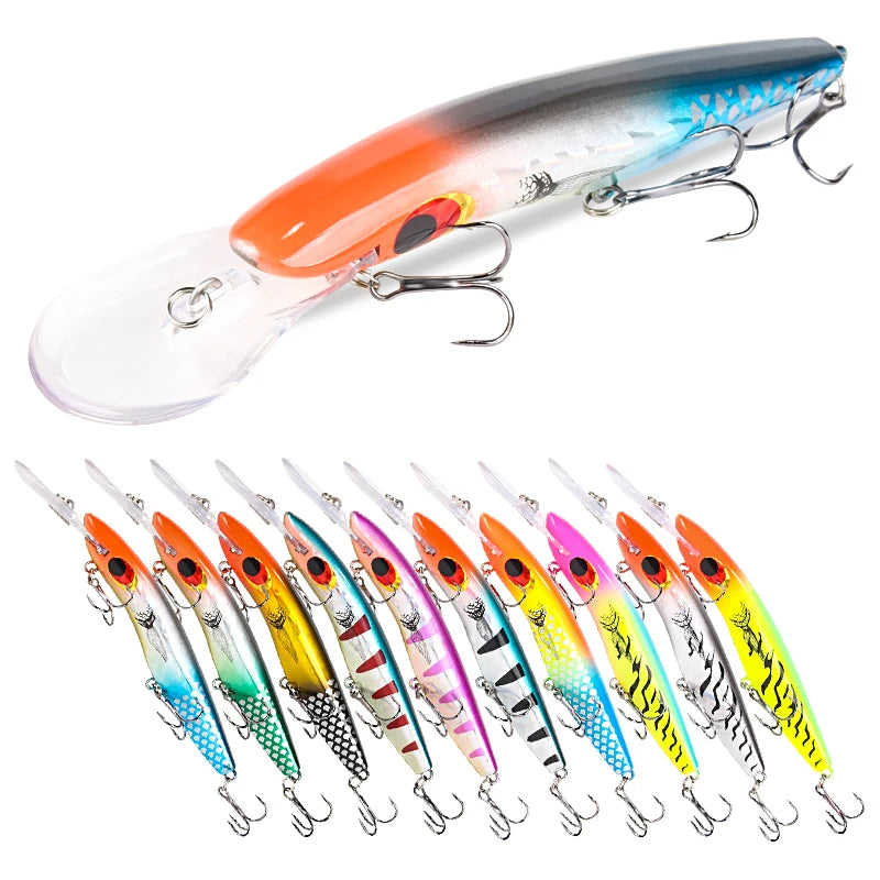 Trolling Fishing Bait 23g 186mm Deep Diving Long Lip Fishing Lures 3D Eyes Minnow Lure for Trolling Lures Baits