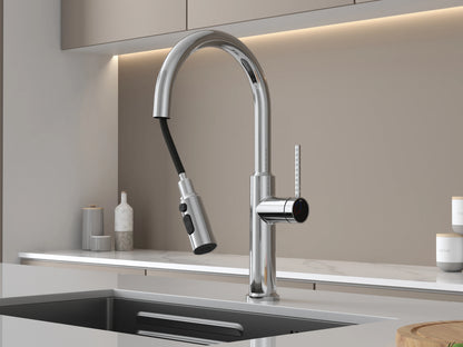 Modern 3-Way Deck Mounted Kitchen Faucet Brushed Gold Pull Brass Crane Water Filter Tap Cold Wall Mounted Sink Faucet Mixer