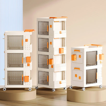 Household Plastic Folding Box Book Toy Storage Cart Bathroom Cleaning Supplies Sortable Movable Rotating Rack Rectangle