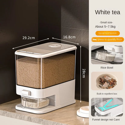 Large Capacity Press-Type Storage Box for Rice Flour Cereals Household Insect-Proof Moisture-Proof Food Grade Sealed Tank