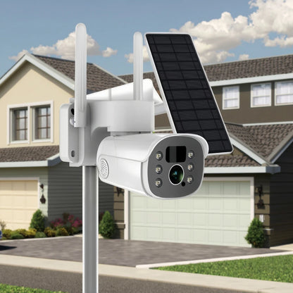 Outdoor Solar-Powered Wireless WIFI CCTV Network Camera Full Color Night Vision CMOS Sensor Low Power Battery Built-in Mic Cloud